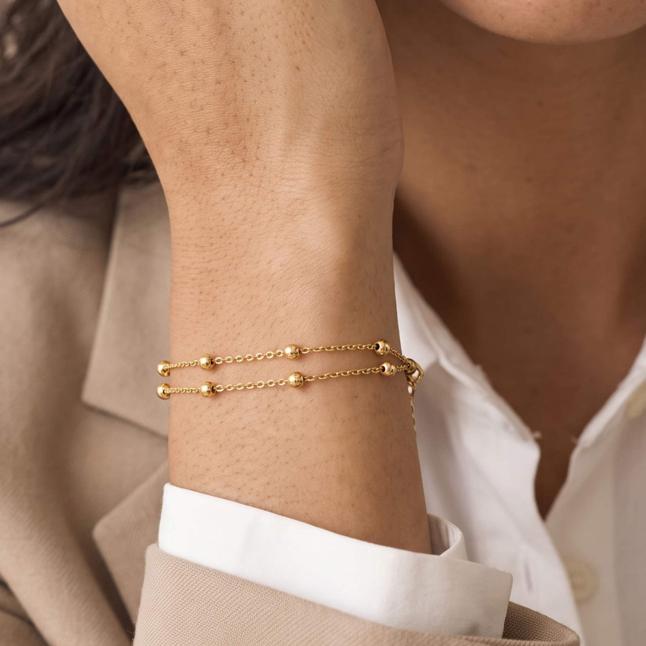 Solis Fine Ball Double Layer Bracelet