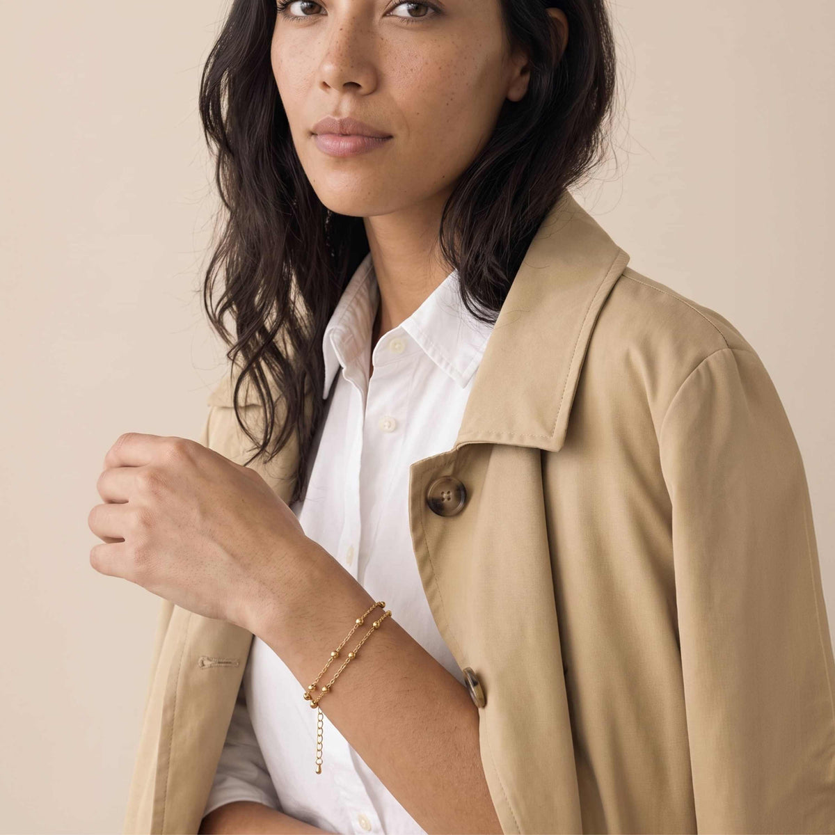 Solis Fine Ball Double Layer Bracelet
