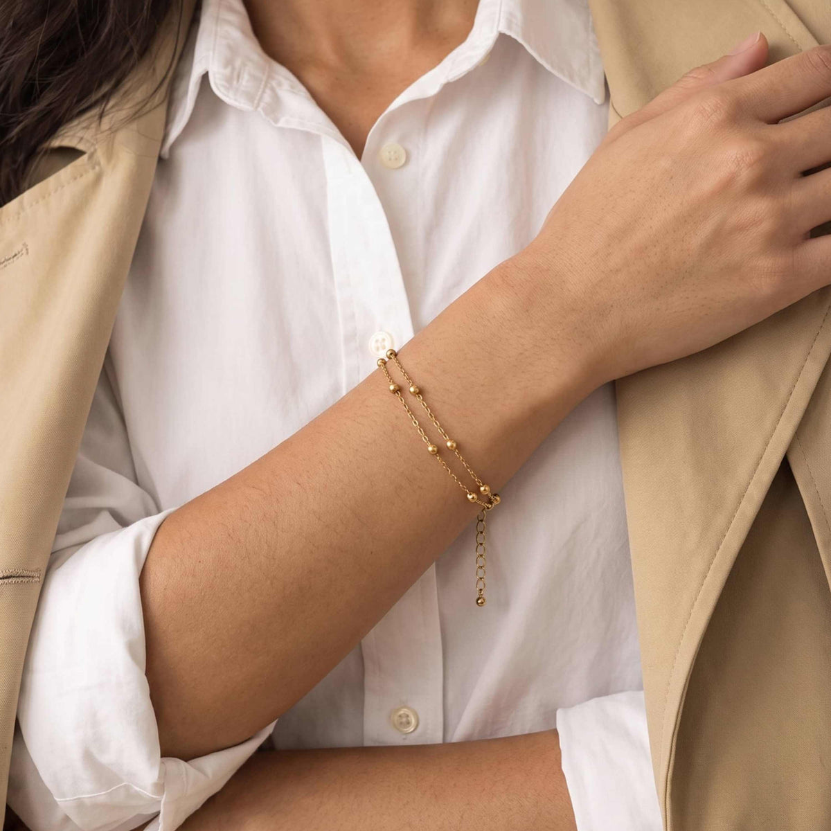 Solis Fine Ball Double Layer Bracelet