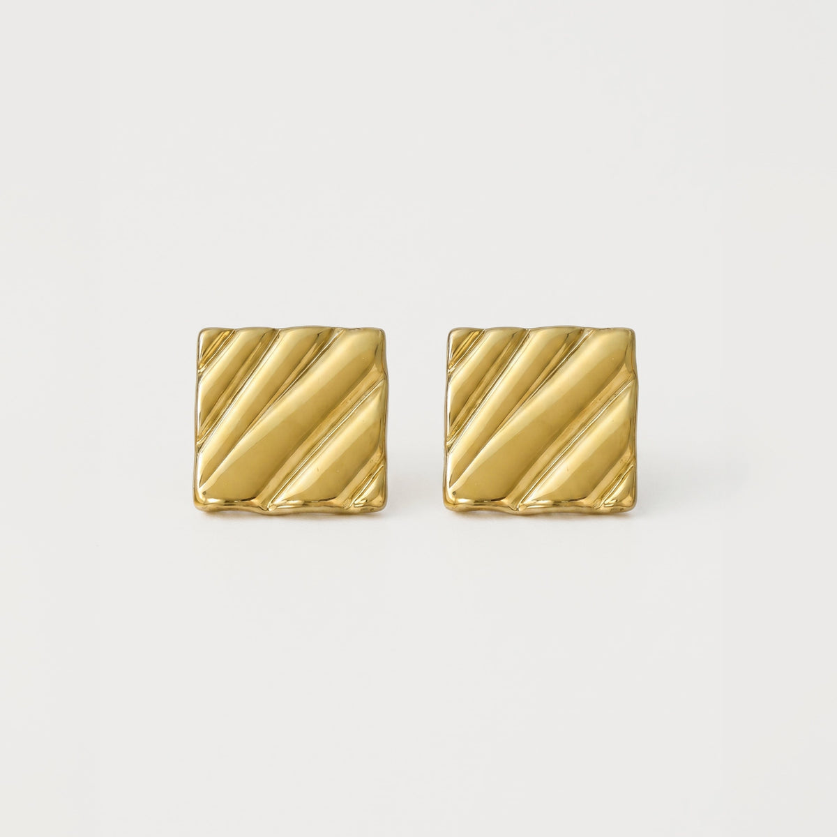 Ripple Square Button Earrings