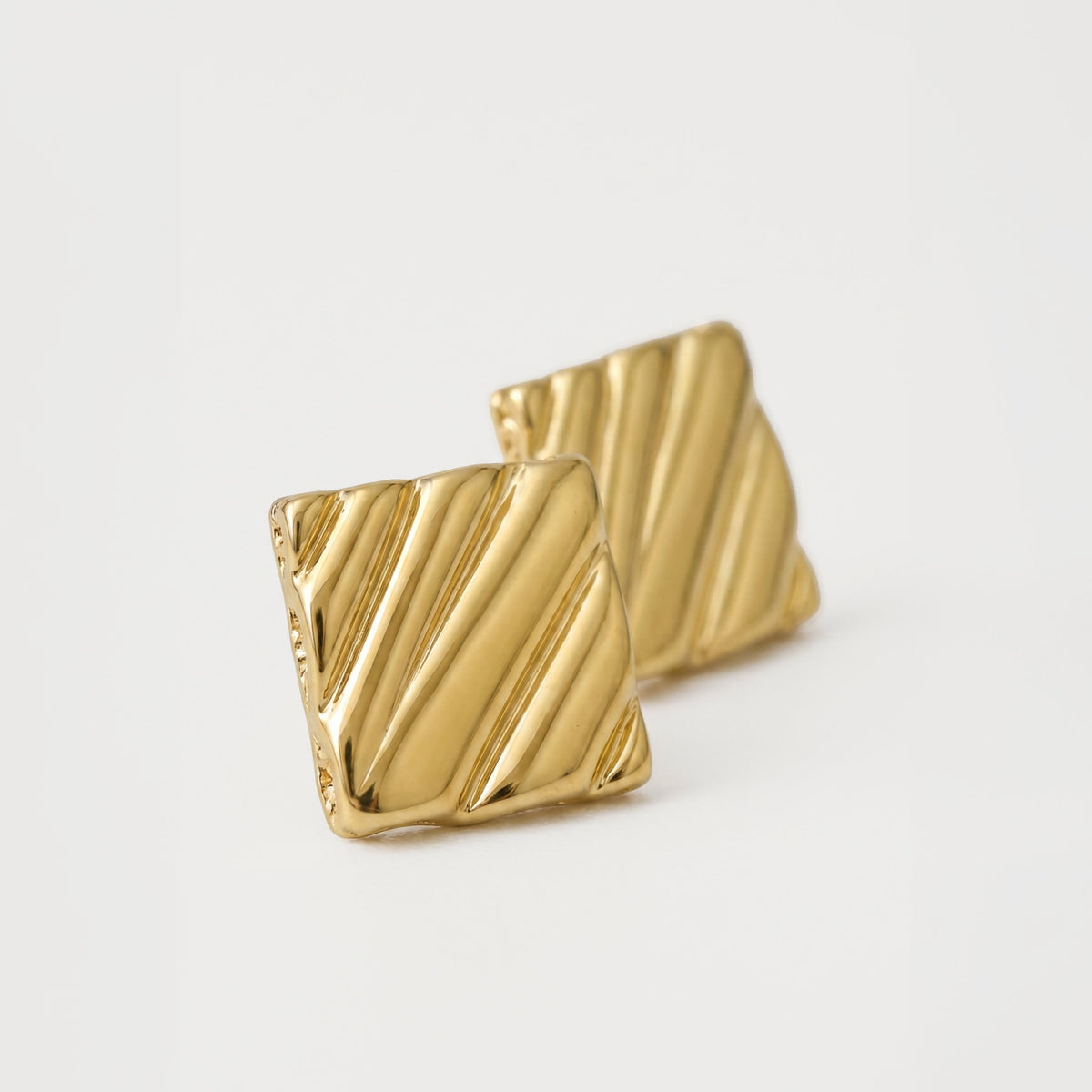 Ripple Square Button Earrings