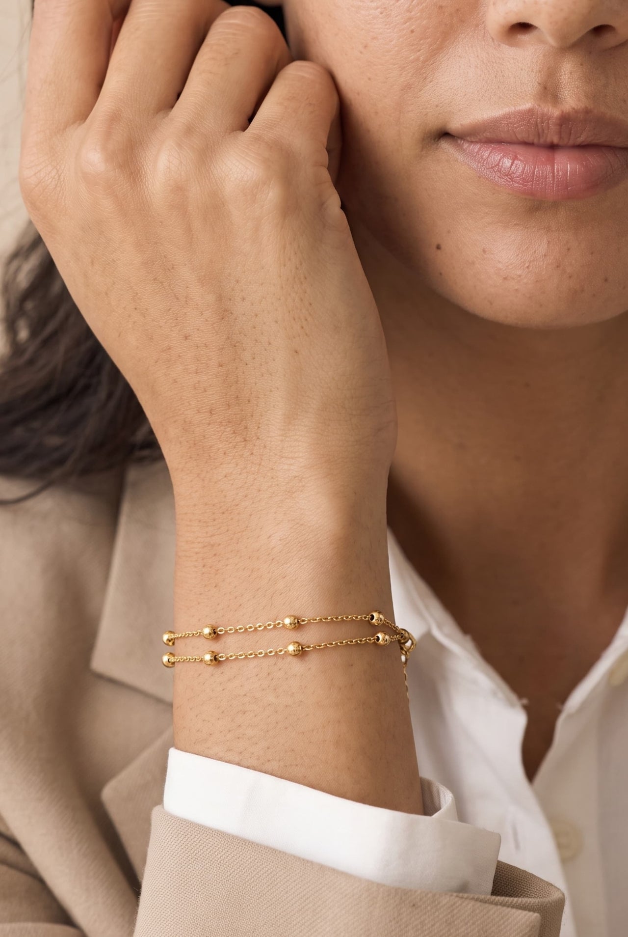 Solis Fine Ball Double Layer Bracelet